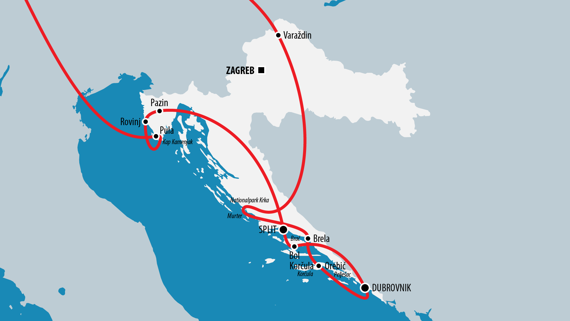 Reiseroute Kroatien 2012