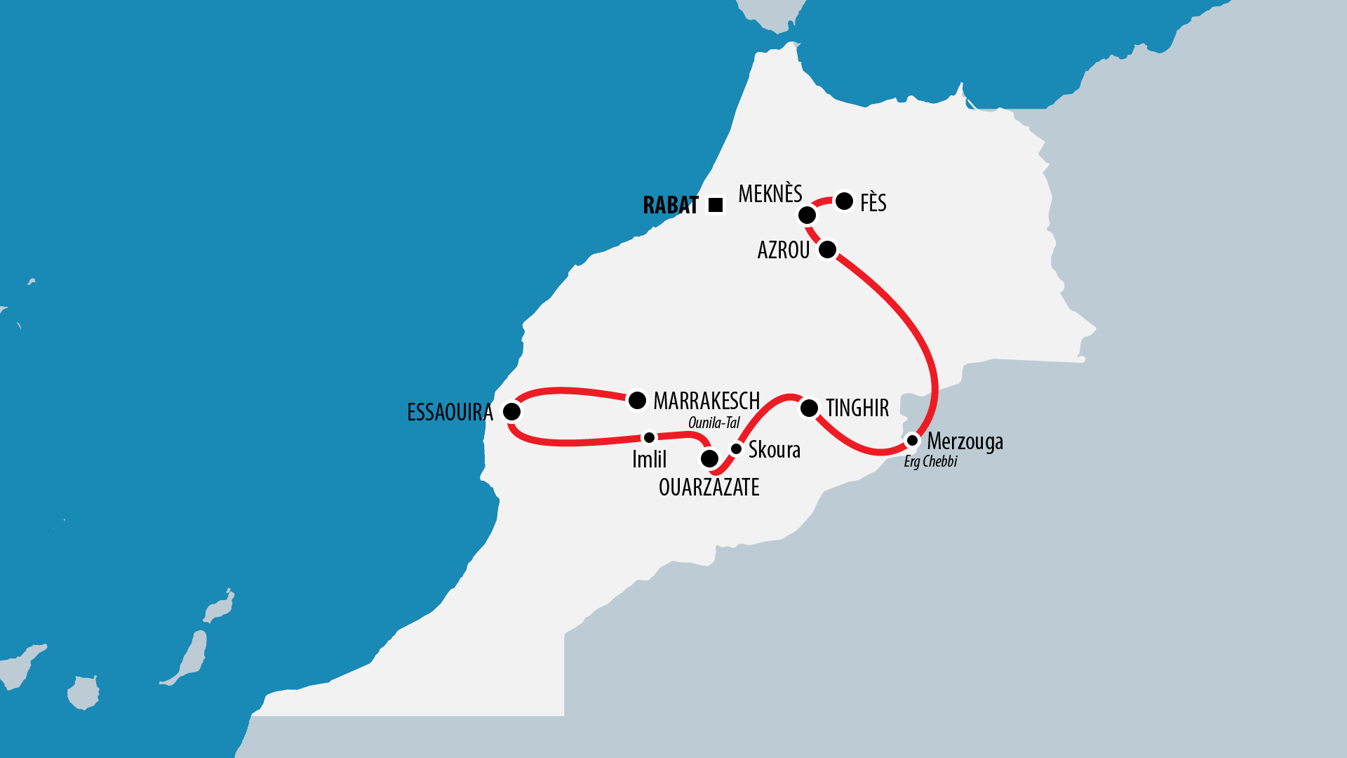 Reiseroute Marokko 2015