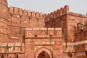 Außenmauer des Roten Fort, Agra, Indien