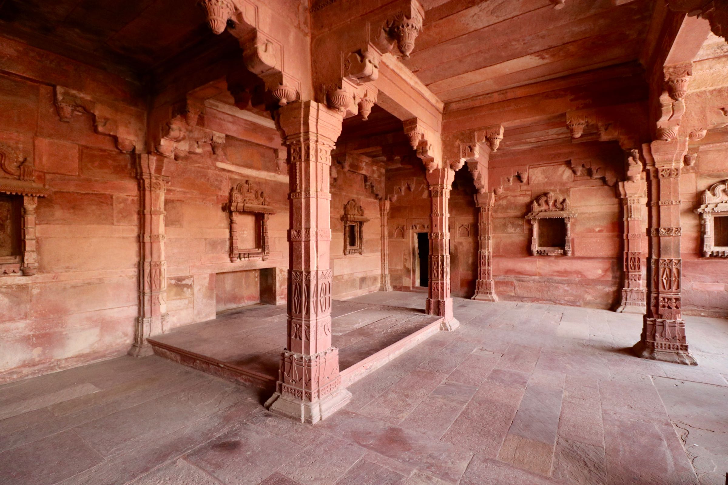 Innenraum des Jodhabai-Palast, Fatehpur Sikri, Indien