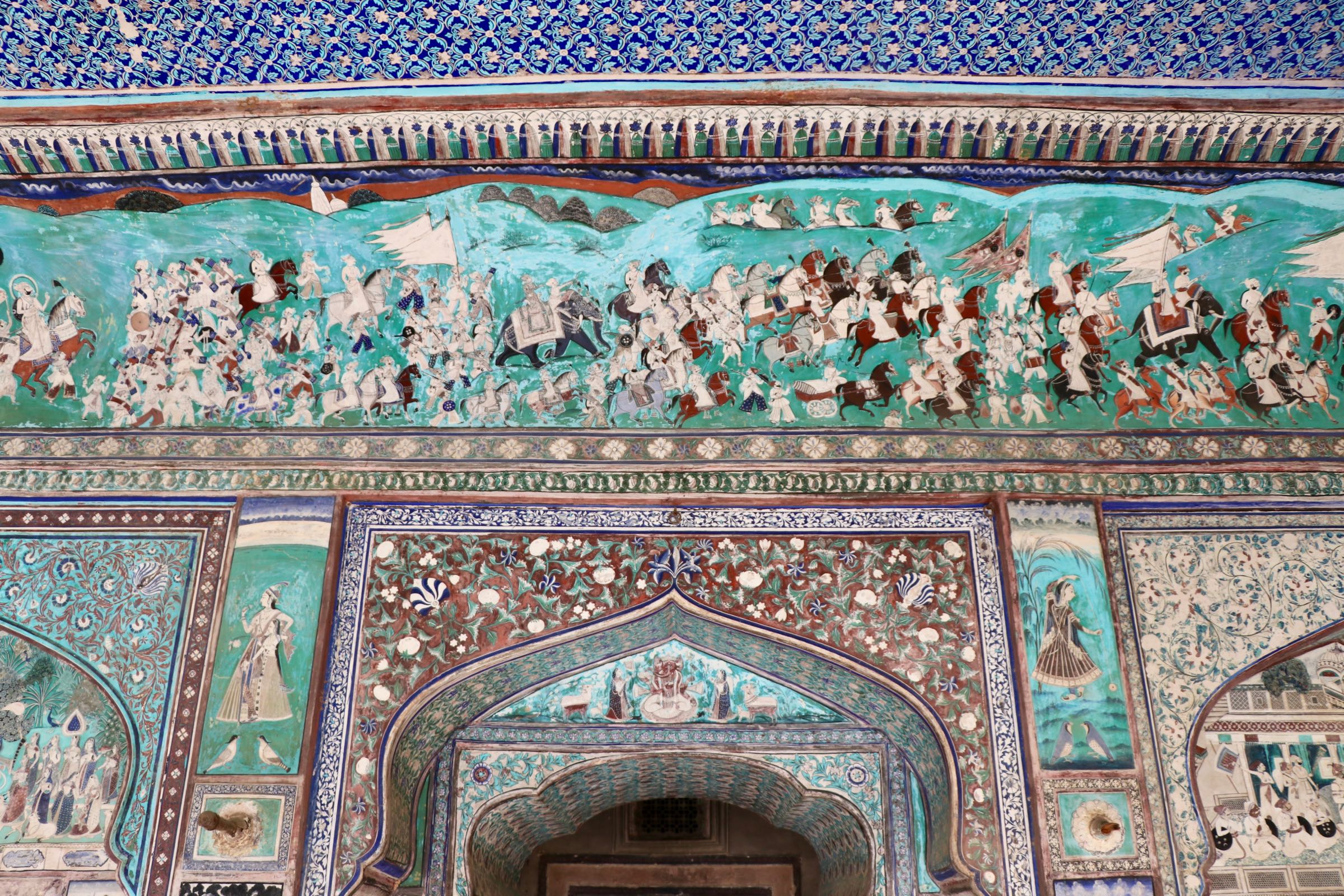 Fresken im Garh-Palast, Bundi, Indien
