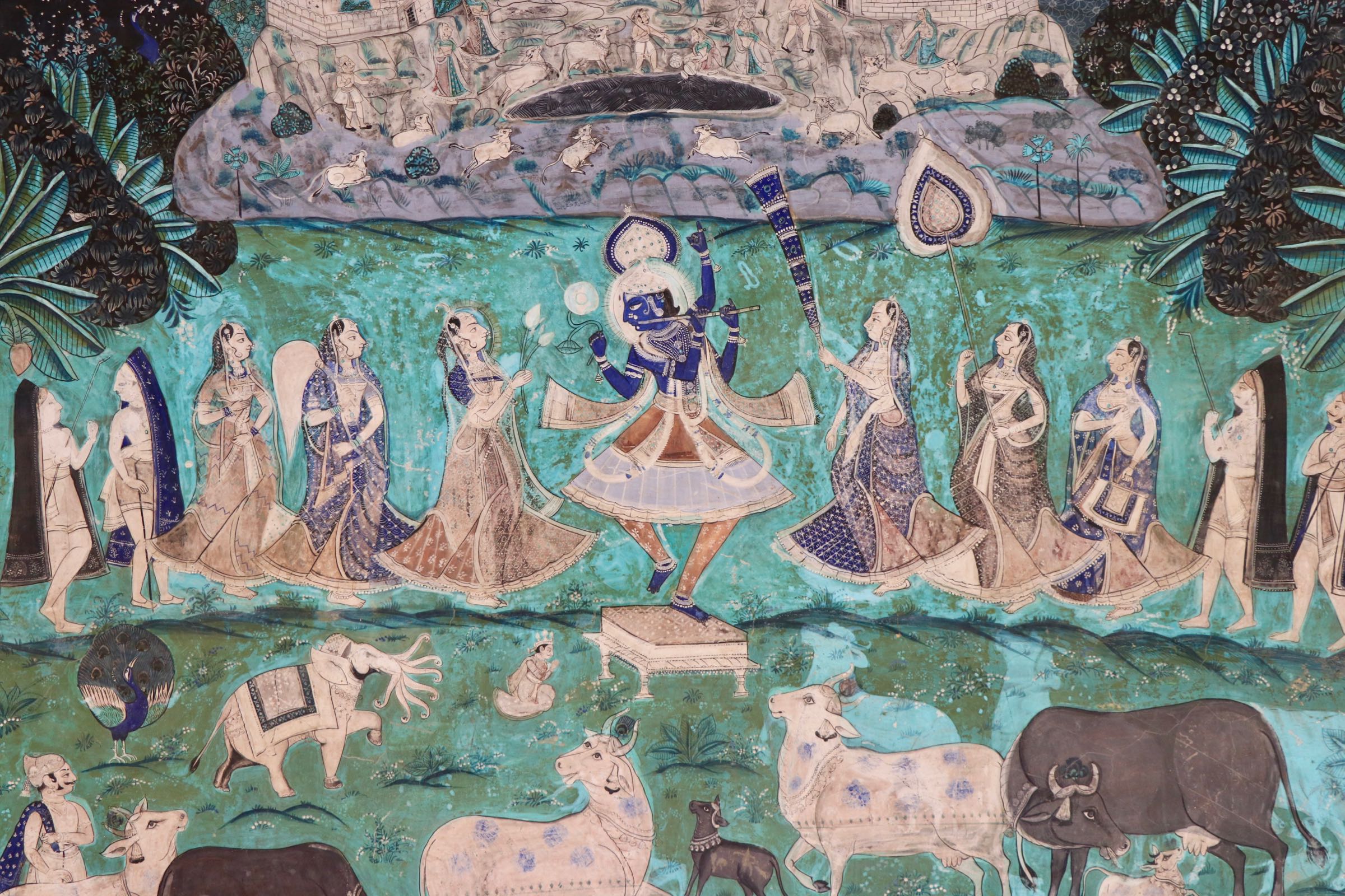 Fresko im Garh-Palast, Bundi, Indien