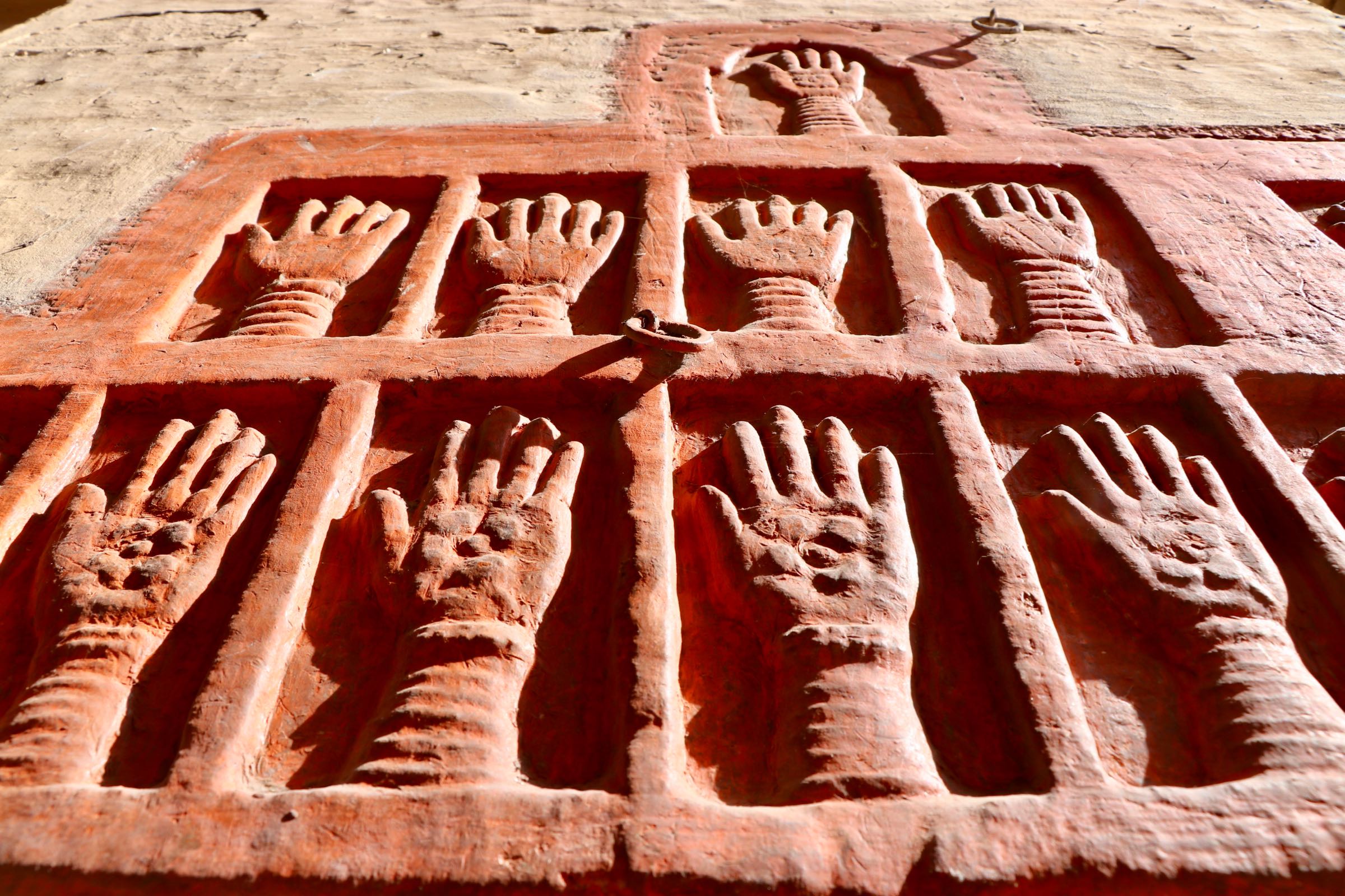 Handabdrücke im Fort Mehrangarh, Jodhpur, Indien