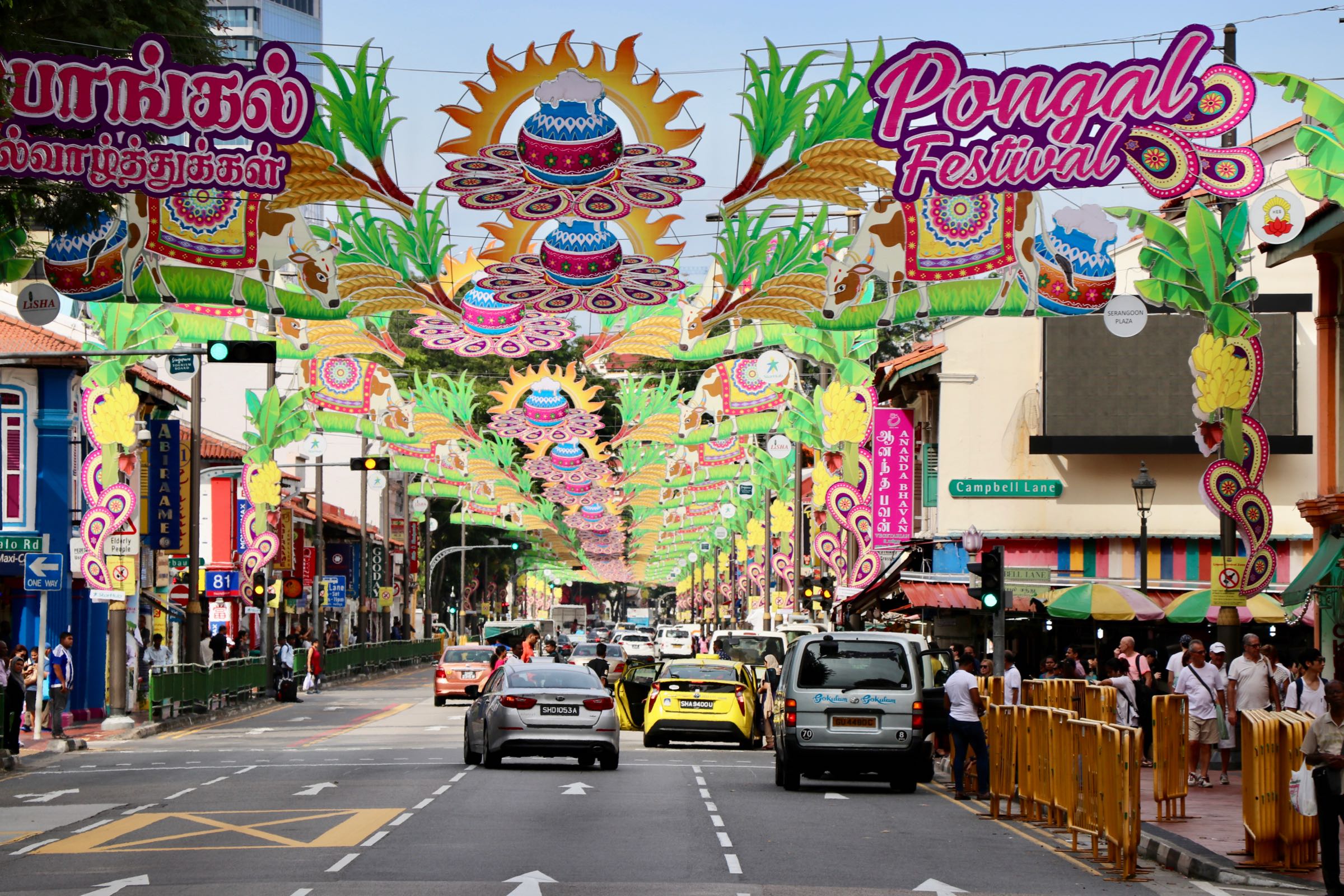 Straße in Little India, Singapur