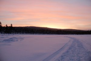 Polarnacht im Lemmenjoki-Nationalpark, Lappland, Finnland