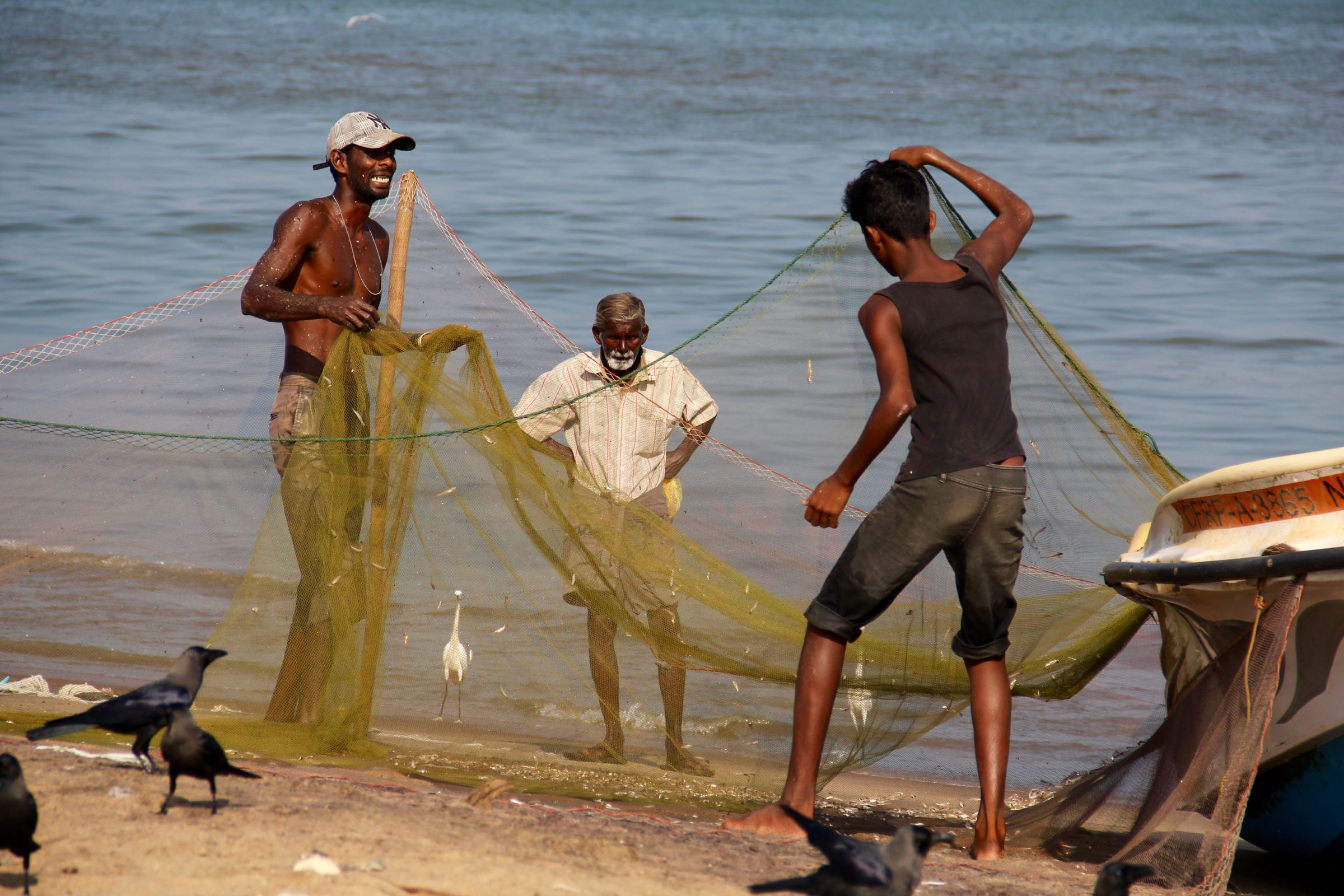 Fischer am Strand von Negombo, Sri Lanka