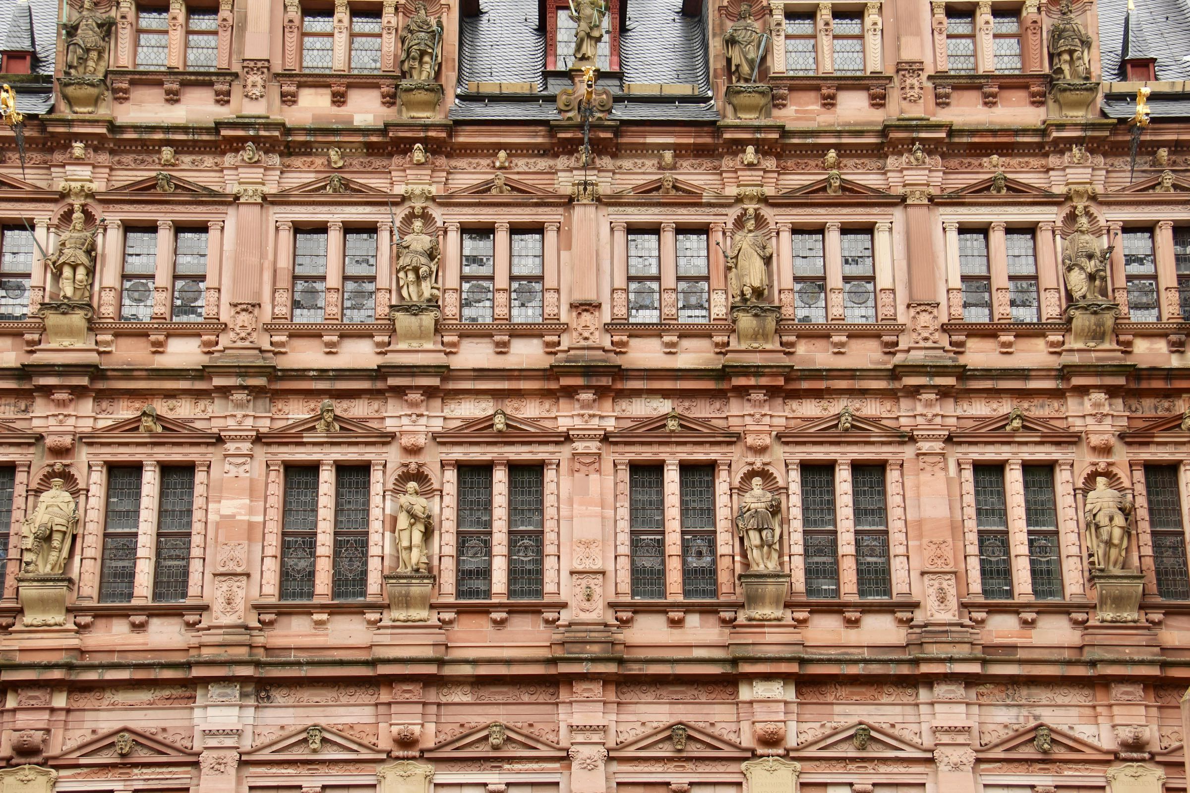 Fassade des Friedrichsbaus auf dem Heidelberger Schloss, Heidelberg, Deutschland