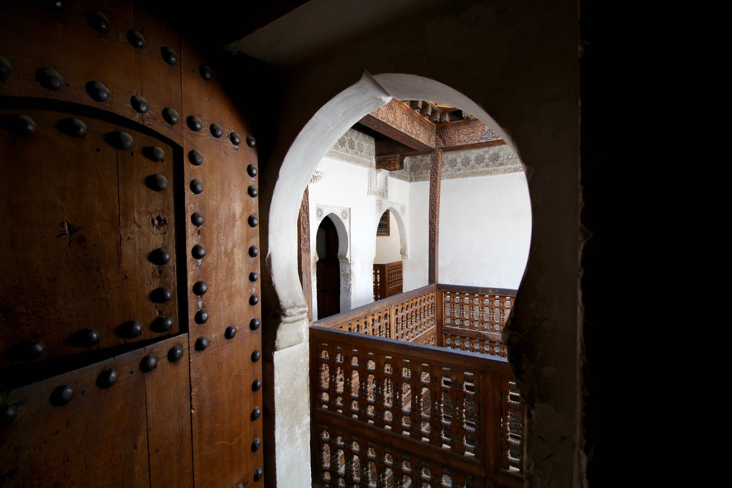 Innenraum der Medersa Ben Youssef, Marrakesch, Marokko