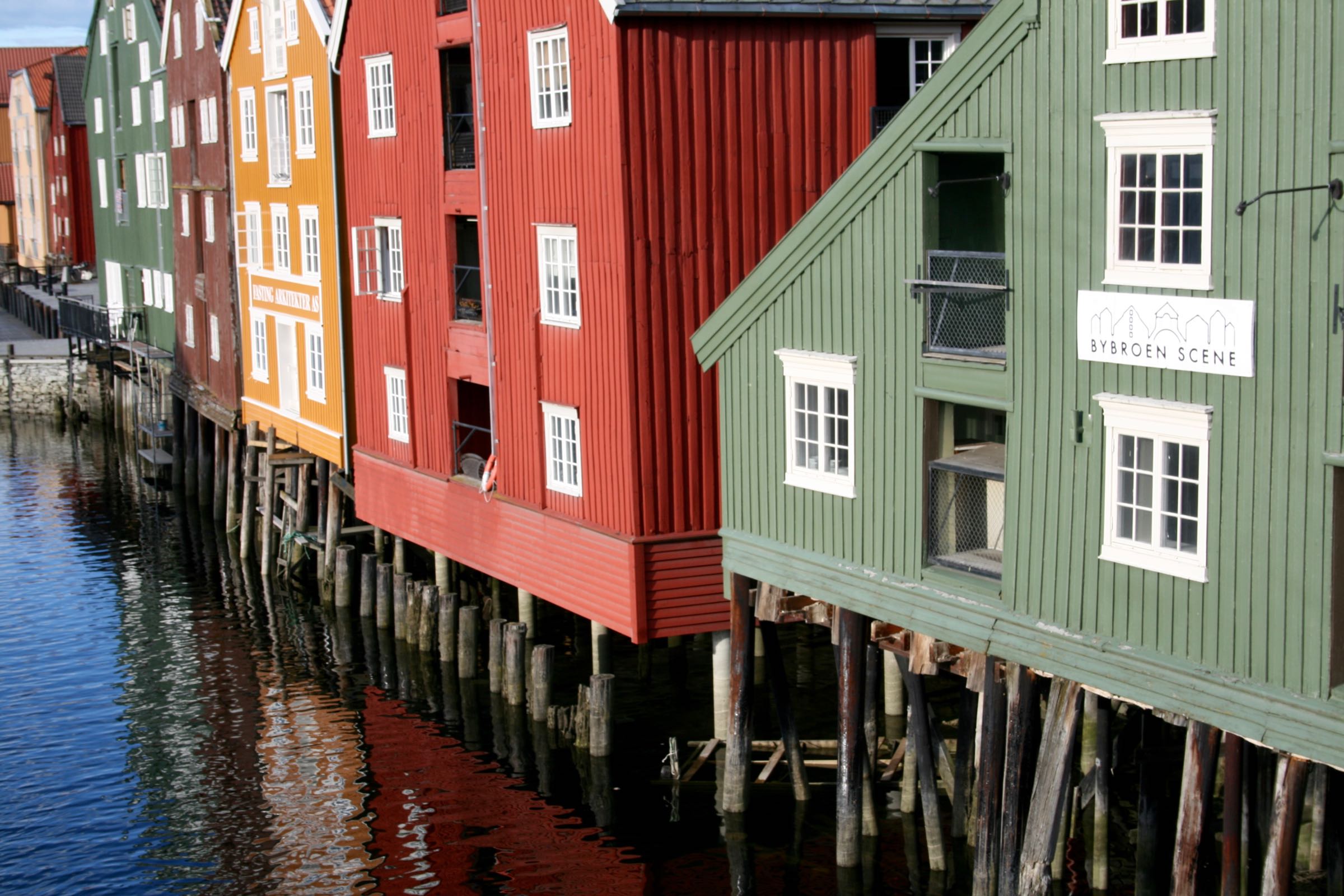 Speicherhäuser an der Nidelva, Trondheim, Norwegen